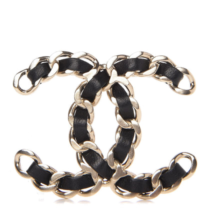 Chanel Lambskin Chain CC Brooch Black Gold 1 of 3