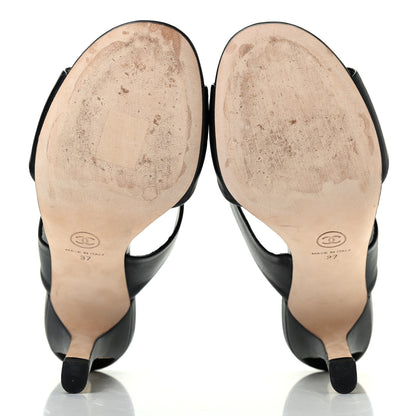 Chanel Lambskin Pearl Sandal Mules 37 Black 5 of 8