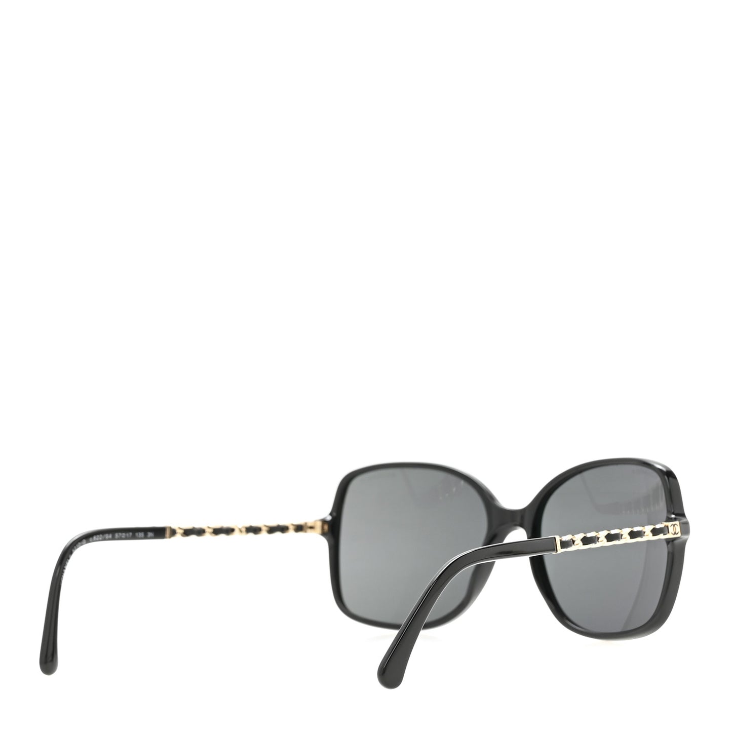 Acetate Metal Calfskin Square Chain Sunglasses 5210-Q Black Gray
