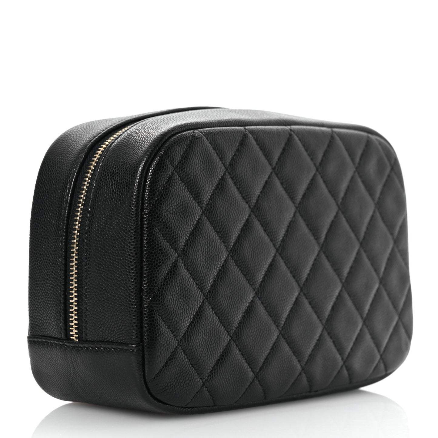Caviar Quilted Medium Curvy Pouch Cosmetic Case Black