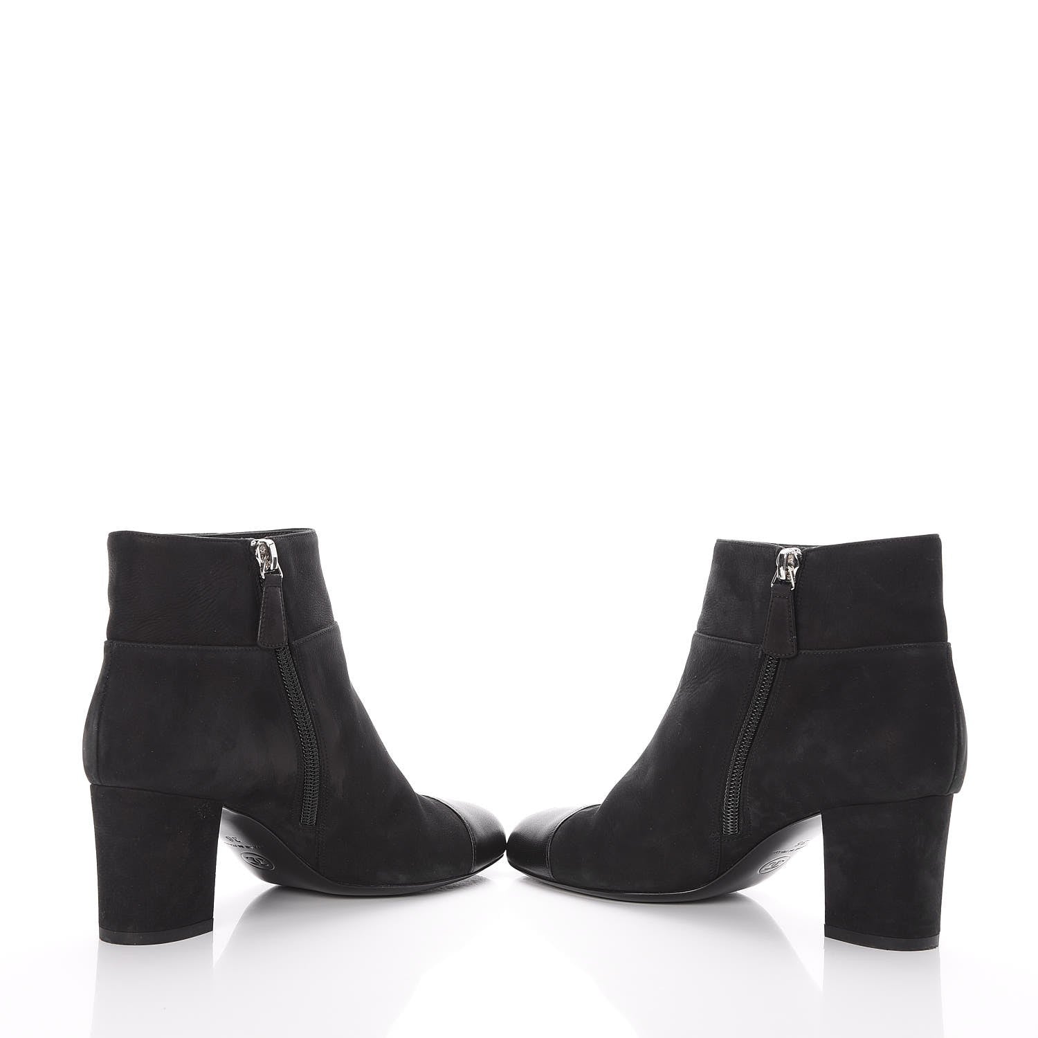 Chanel Suede CC Cap Toe Ankle Booties Boots 36 Black 5 of 11