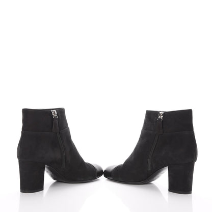 Chanel Suede CC Cap Toe Ankle Booties Boots 36 Black 5 of 11