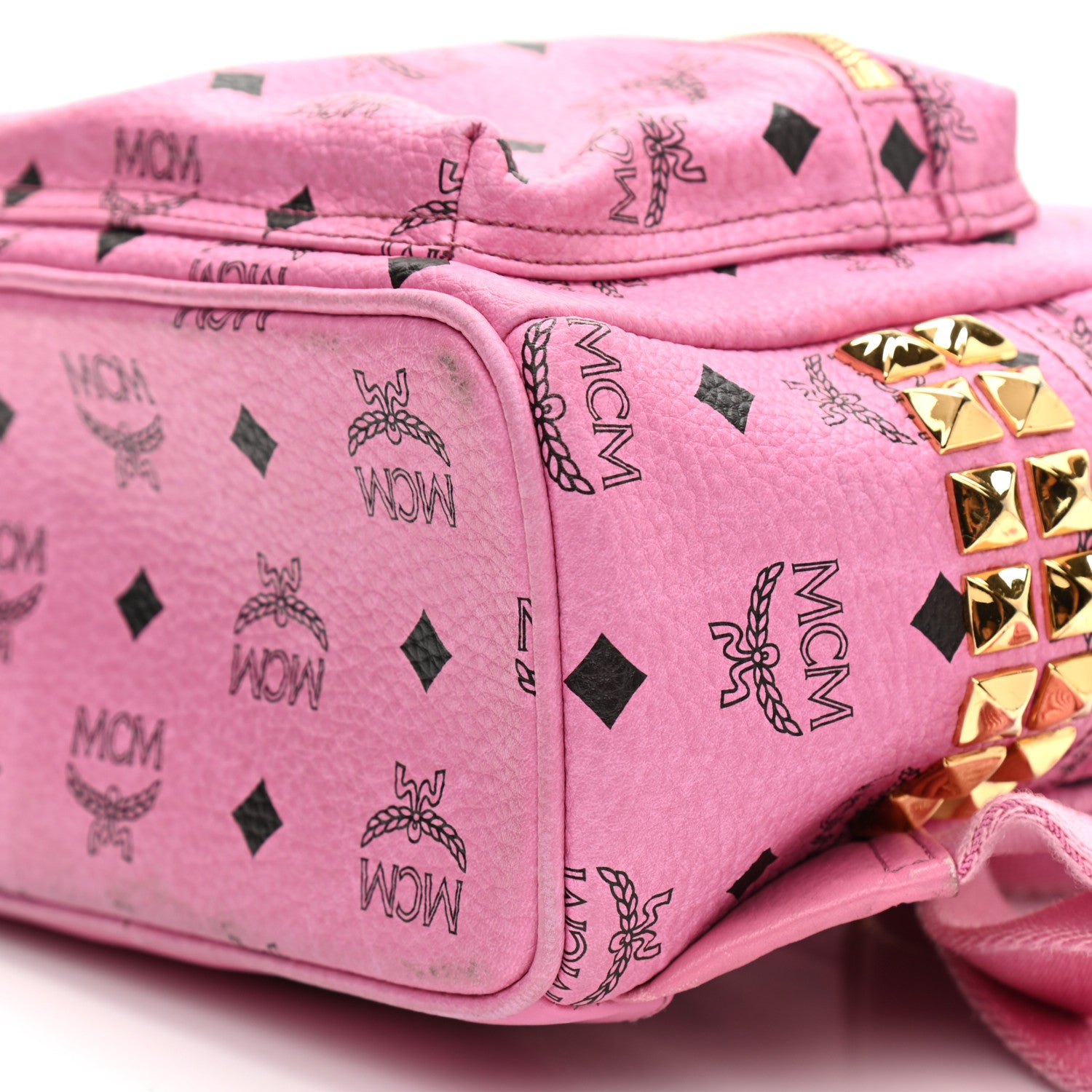 MCM Visetos Side Stud Small Stark Backpack Pink 10 of 12