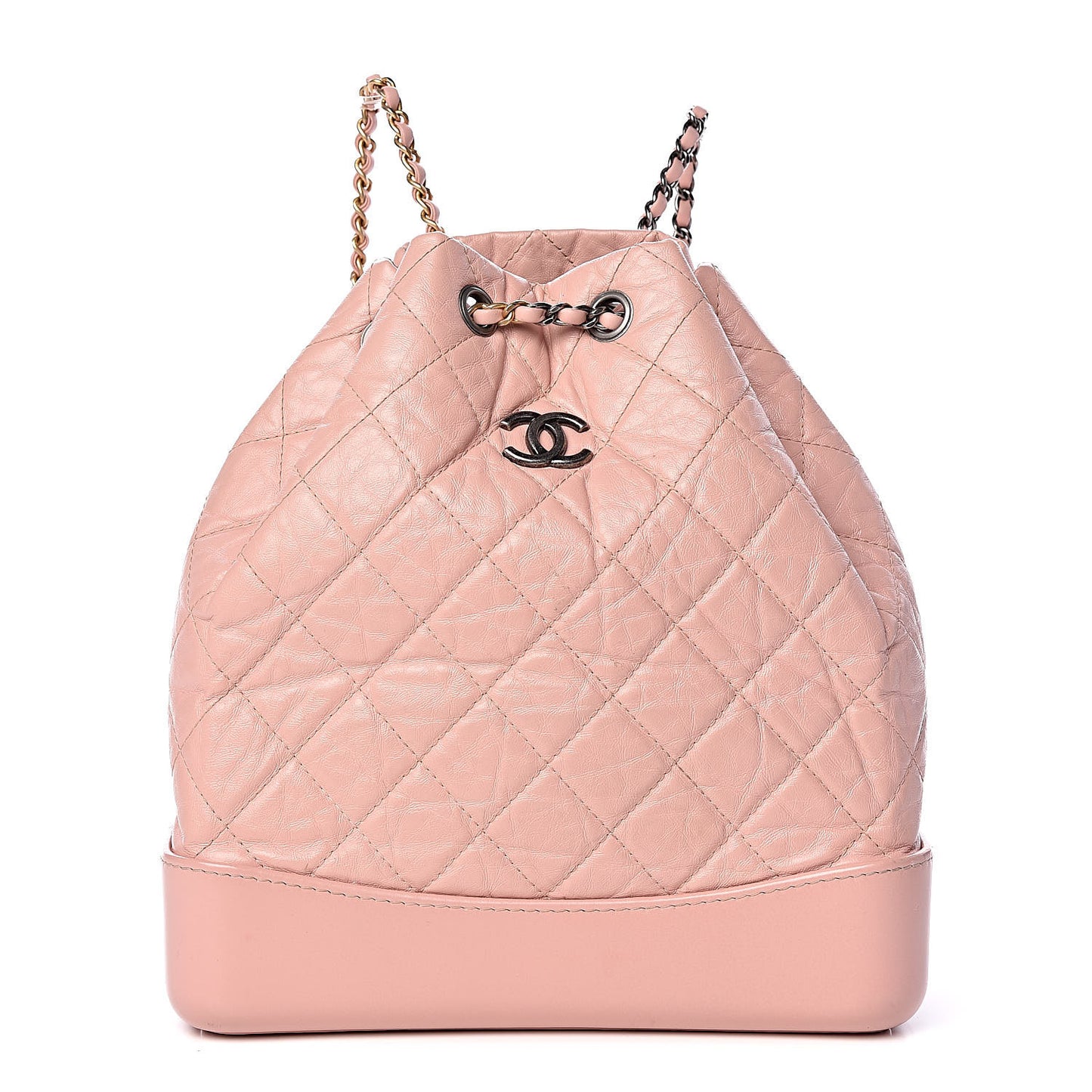 Aged Calfskin Quilted Gabrielle Backpack Light Pink