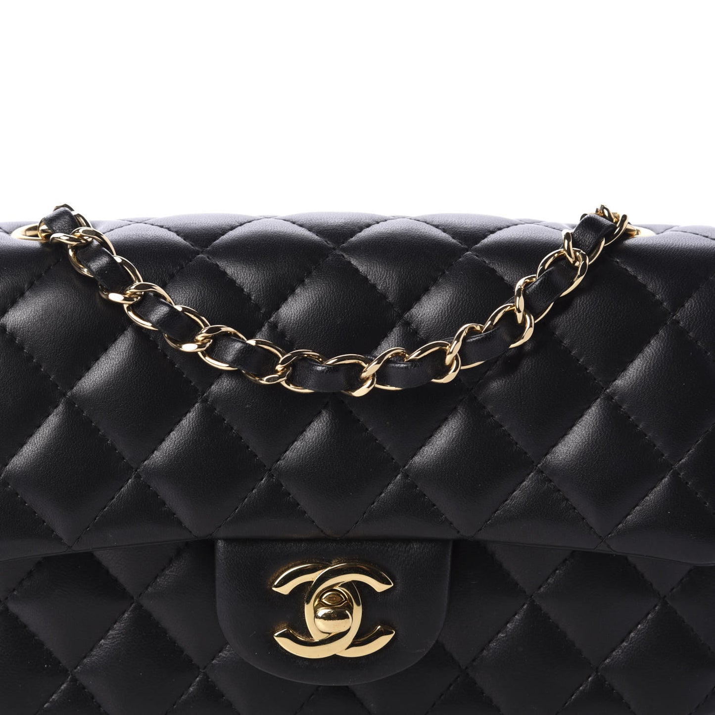Lambskin Quilted Mini Rectangular Flap Black