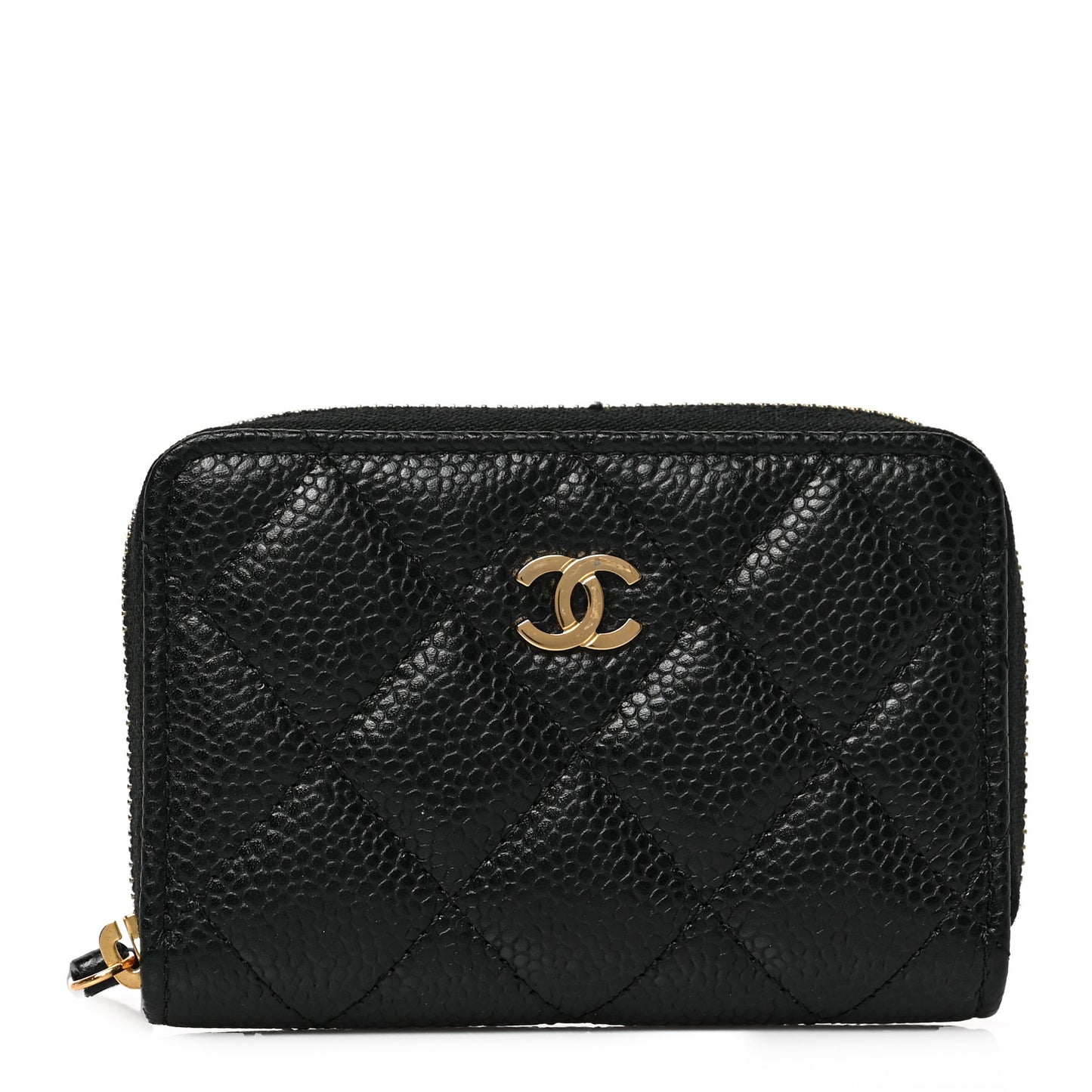Caviar Quilted Zip Coin Purse Black