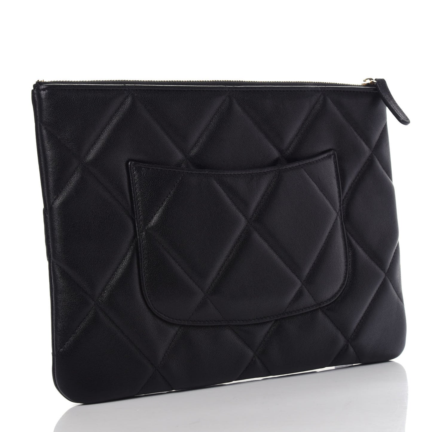Lambskin Quilted Large 19 Cosmetic Case Black