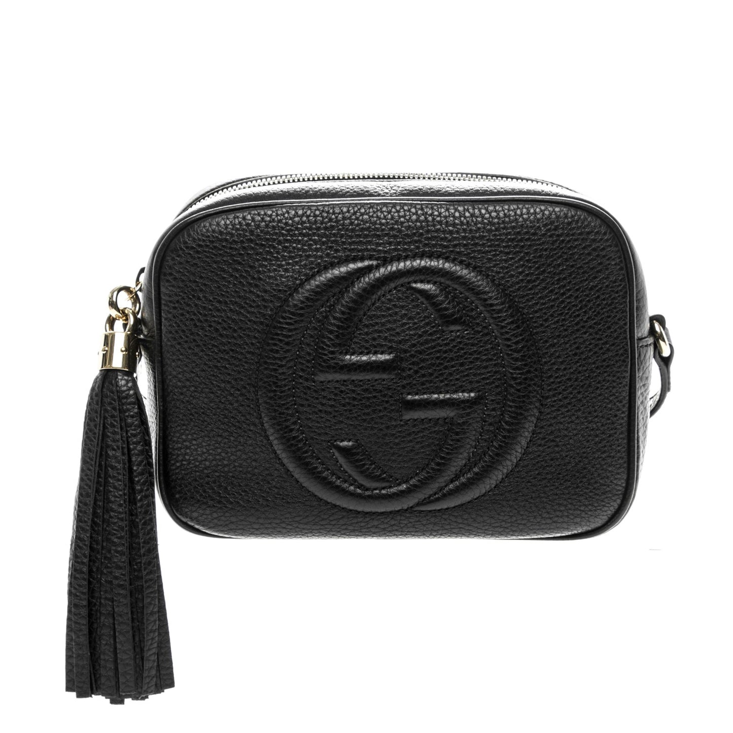 Pebbled Calfskin Small Soho Disco Bag Black