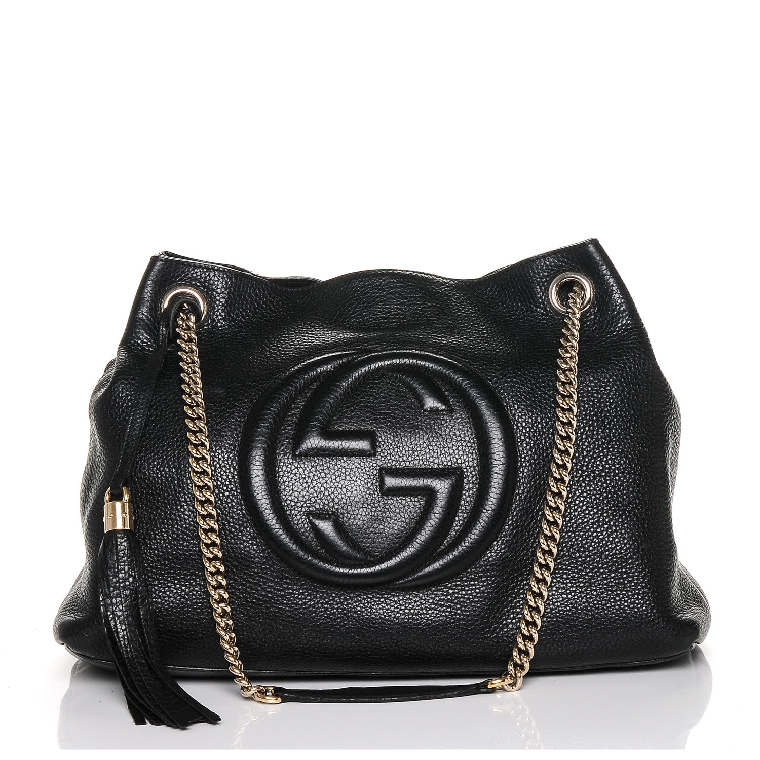 Gucci Pebbled Calfskin Medium Soho Chain Shoulder Bag Black 1 of 11