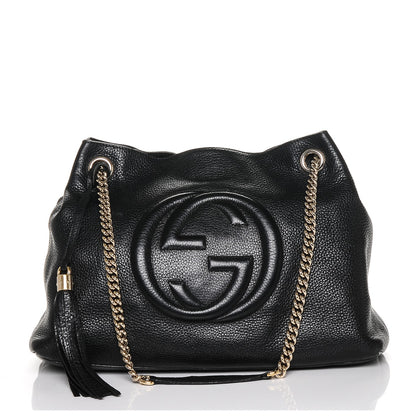 Gucci Pebbled Calfskin Medium Soho Chain Shoulder Bag Black 1 of 11