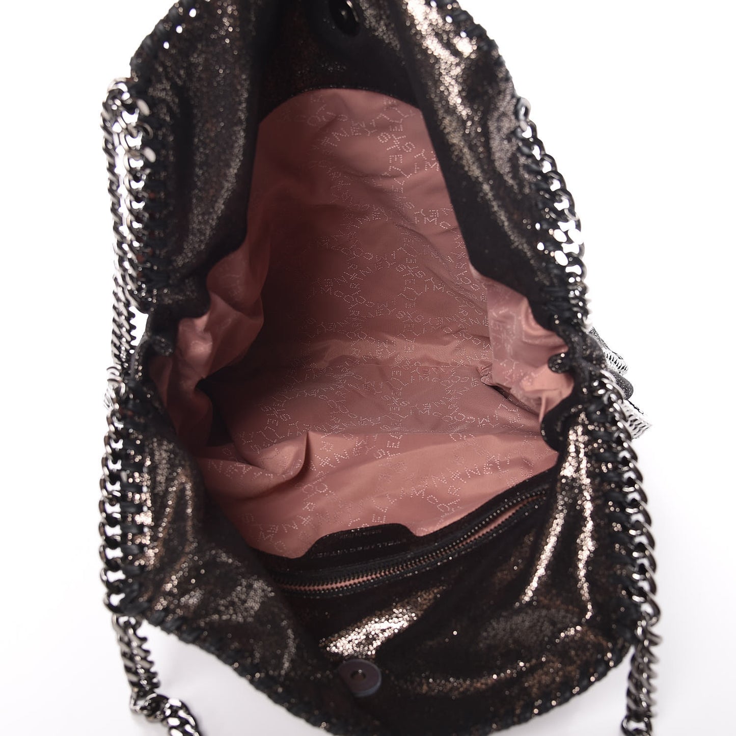 Chamois Shiny Dotted Small Falabella Tote Ruthenium