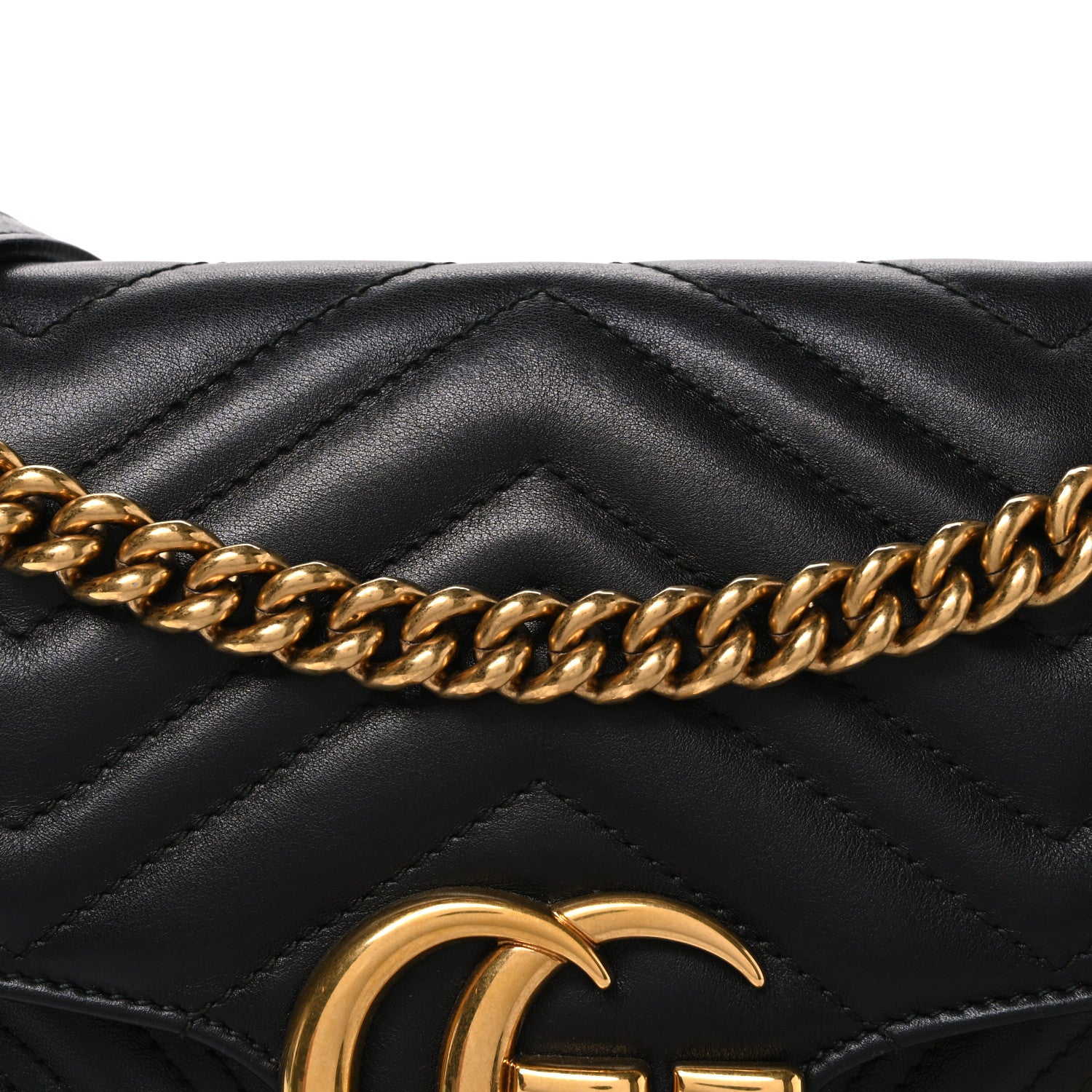 Gucci Calfskin Matelasse Small GG Marmont Shoulder Bag Black 8 of 10