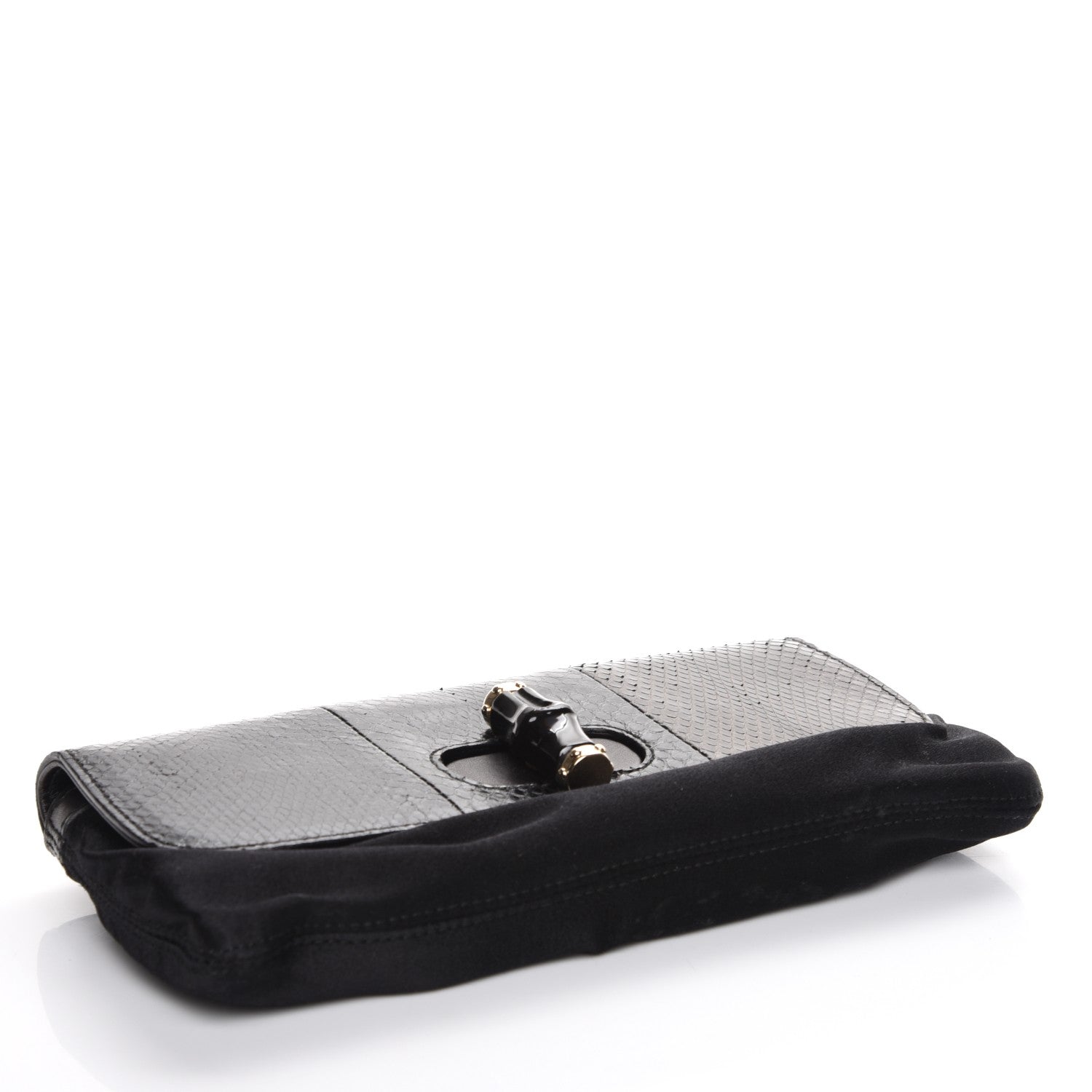 Gucci Python Satin Bamboo Clutch Black 4 of 8