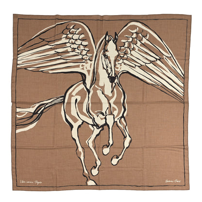 Hermes Cashmere Silk Libre Comme Pegase Shawl 140 Caramel Creme Black 1 of 4