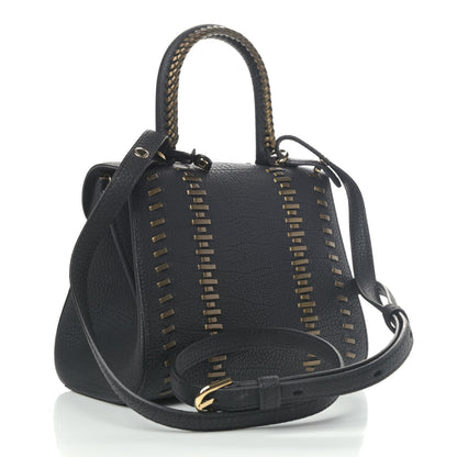 Delvaux Crispy Calfskin Tribal Stitch Mini Brillant Satchel Black Bronze 2 of 6