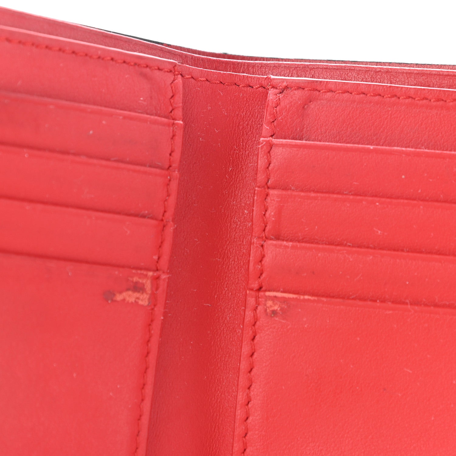 Fendi Vitello Century Monster Eyes Inlay Bi-Fold Wallet Black Giallo Rosso 11 of 14