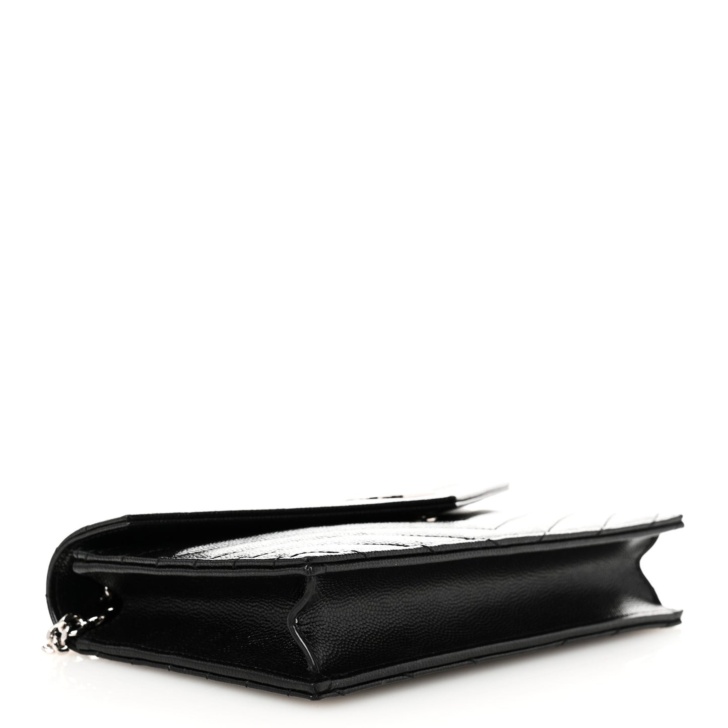 Grain De Poudre Matelasse Chevron Monogram Envelope Chain Wallet Black