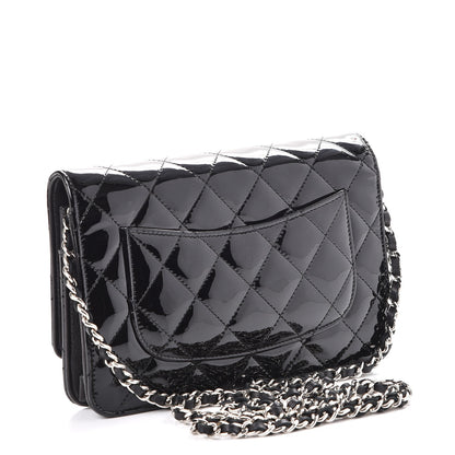 Chanel Patent Quilted Wallet On Chain WOC Black 3 of 8