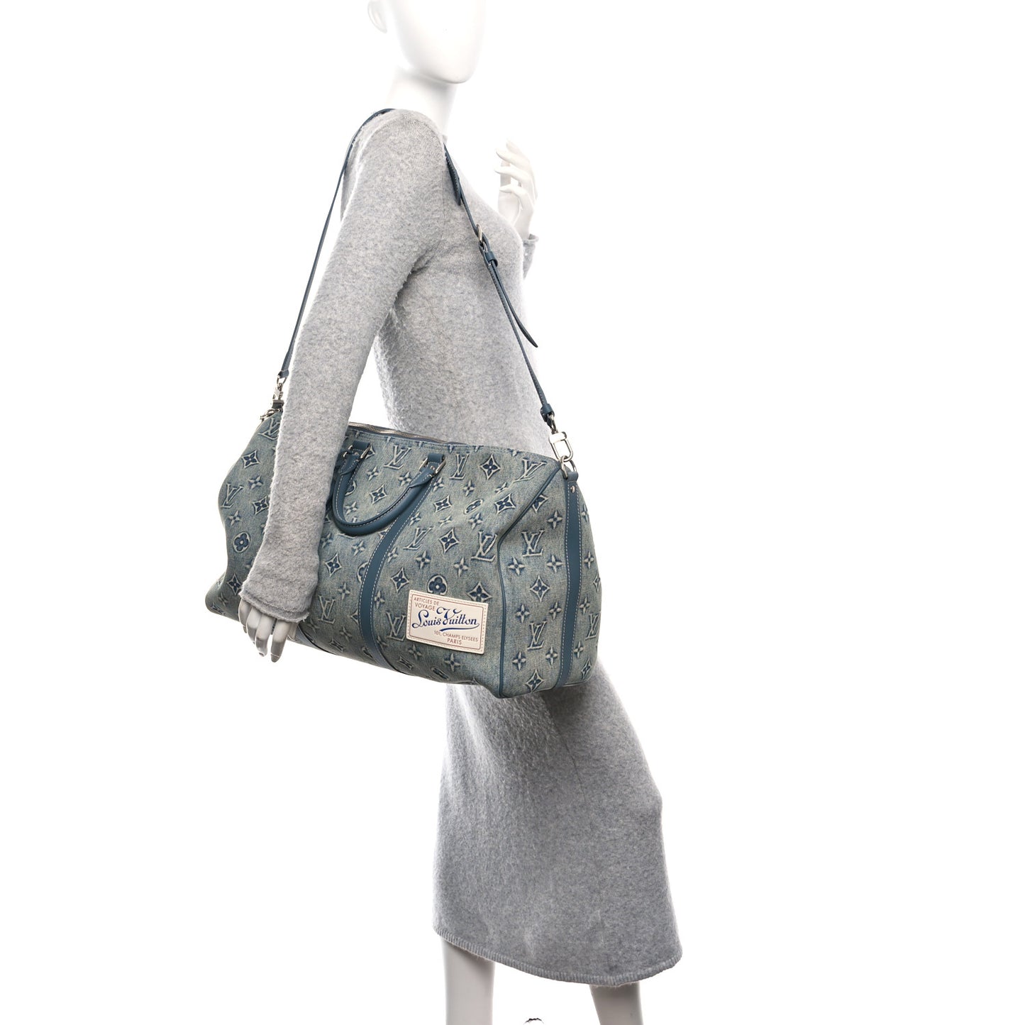 Monogram Washed Denim Keepall Bandouliere 50 Blue