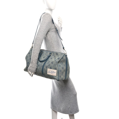 Louis Vuitton Monogram Washed Denim Keepall Bandouliere 50 Blue 2 of 10