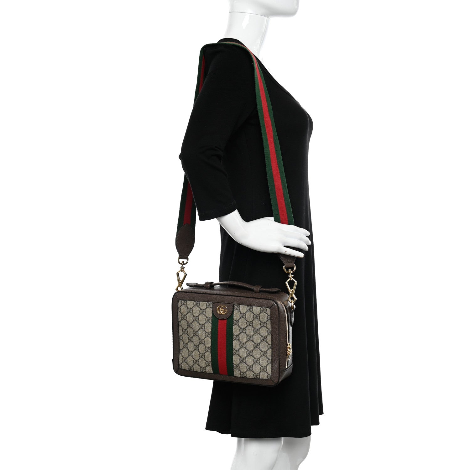 Gucci GG Supreme Monogram Web Small Ophidia Top Handle Shoulder Bag Brown 2 of 11