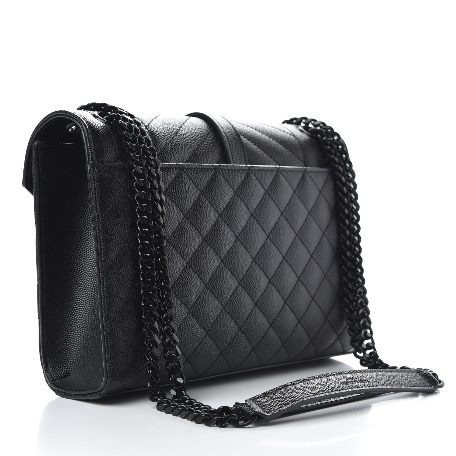 Saint Laurent Grain De Poudre Textured Mixed Matelasse Triquilt Medium Monogram Satchel Black 3 of 10