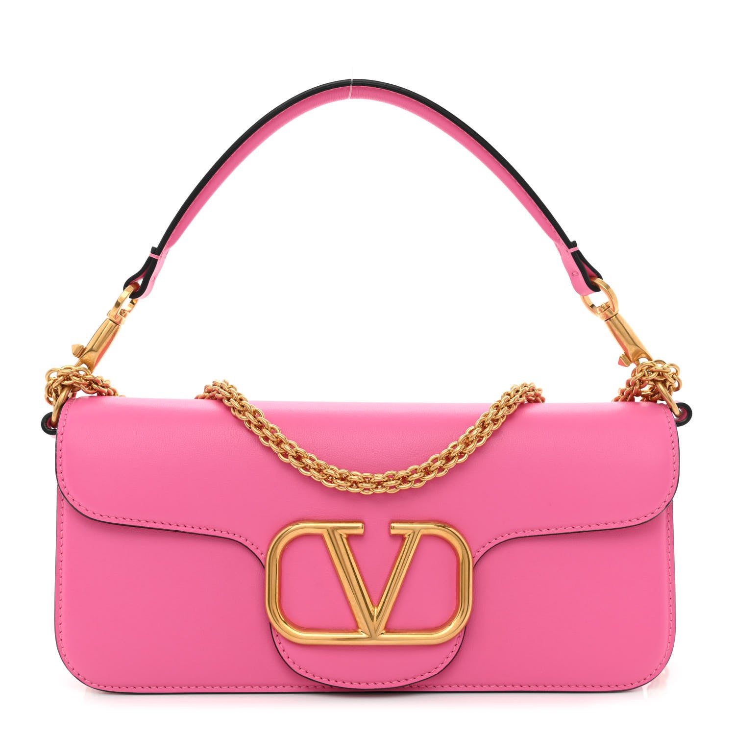 Valentino Garavani Calfskin Vlogo Loco Shoulder Bag Feminine Pink 1 of 9