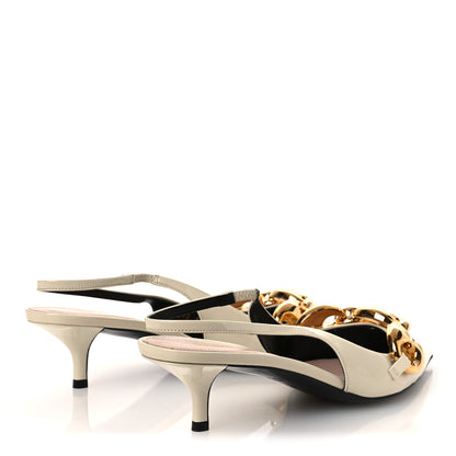 Gucci Vernice Crystal Nappa Charlotte Marina Slingback Pumps 39 New Ivoir 5 of 12