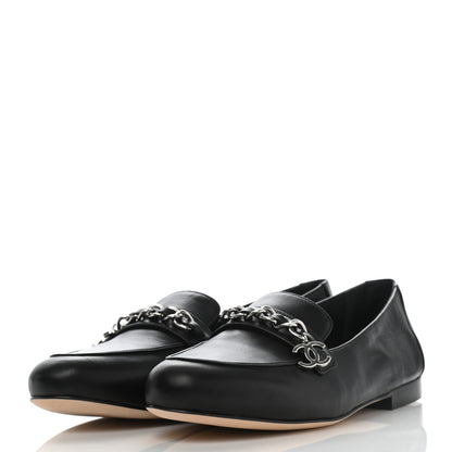 Chanel Lambskin CC Chain Mocassin Loafers 36.5 Black 3 of 10