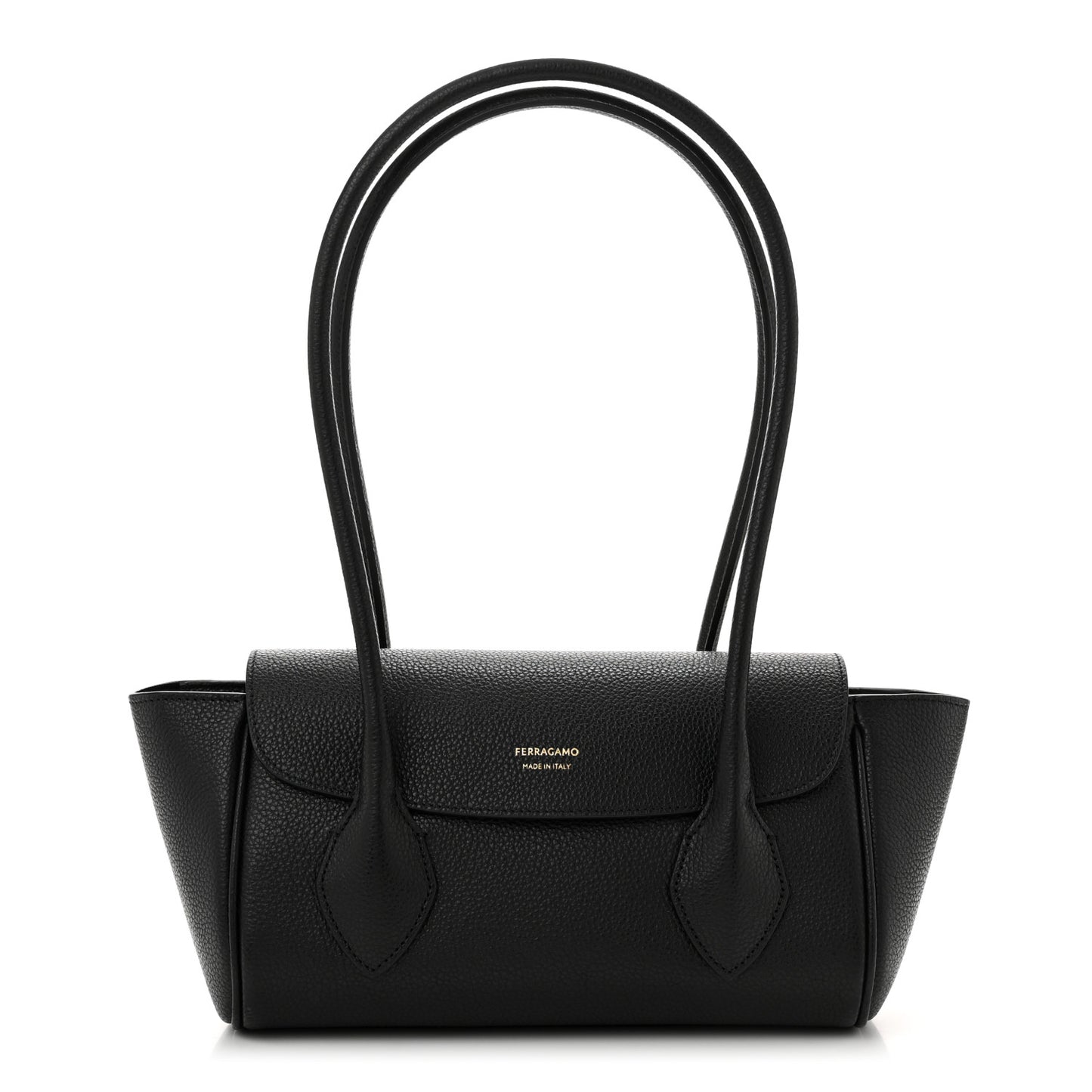 Hammered Calfskin Small Firenze East West Tote Bag Black