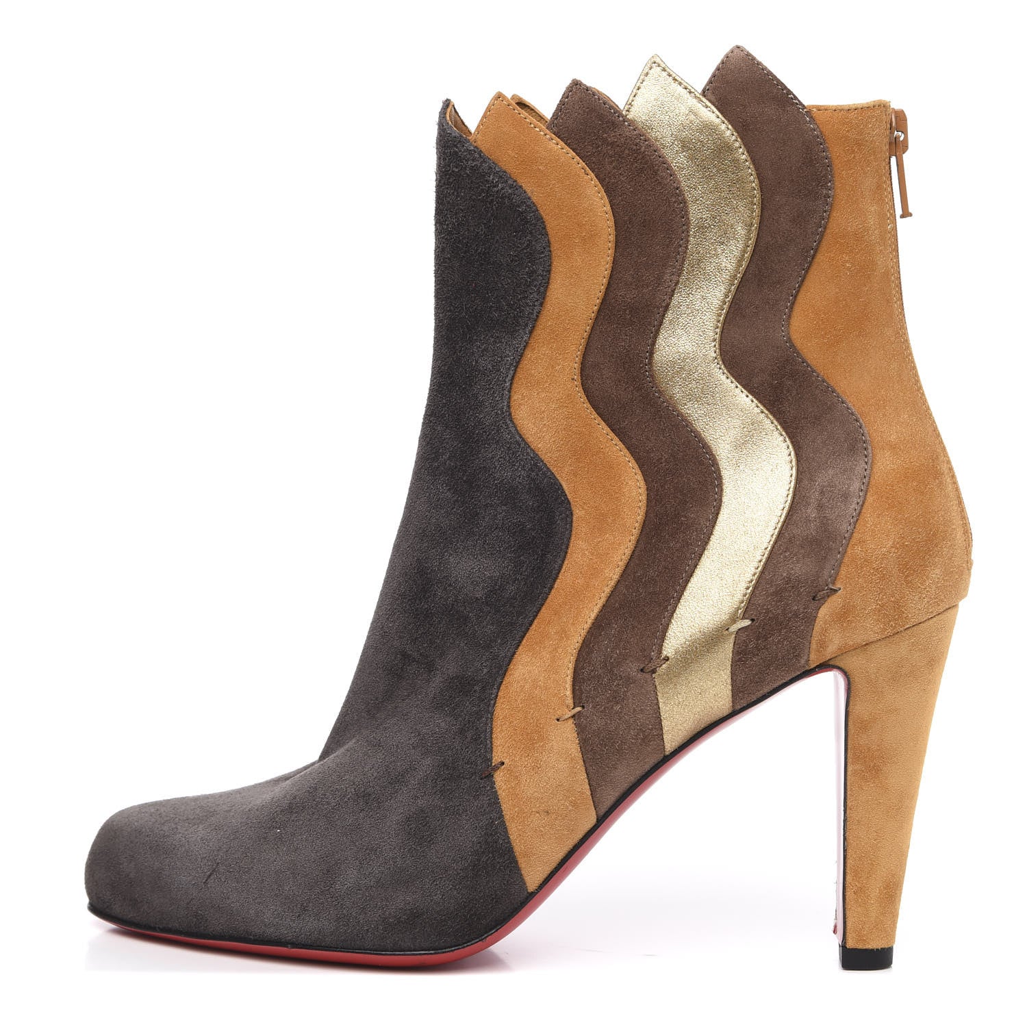 Christian Louboutin Veau Velours Nappa Verve Wavy 85 Ankle Boots 40 Version Chatain 1 of 9