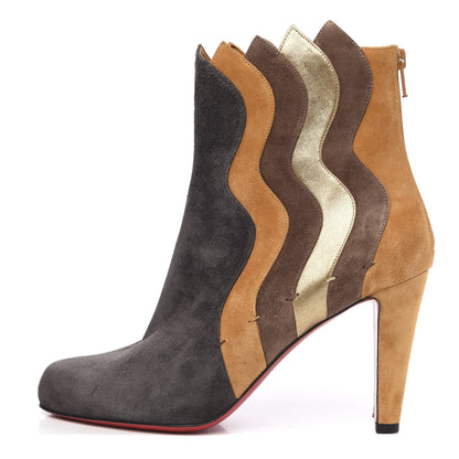 Christian Louboutin Veau Velours Nappa Verve Wavy 85 Ankle Boots 40 Version Chatain 1 of 9