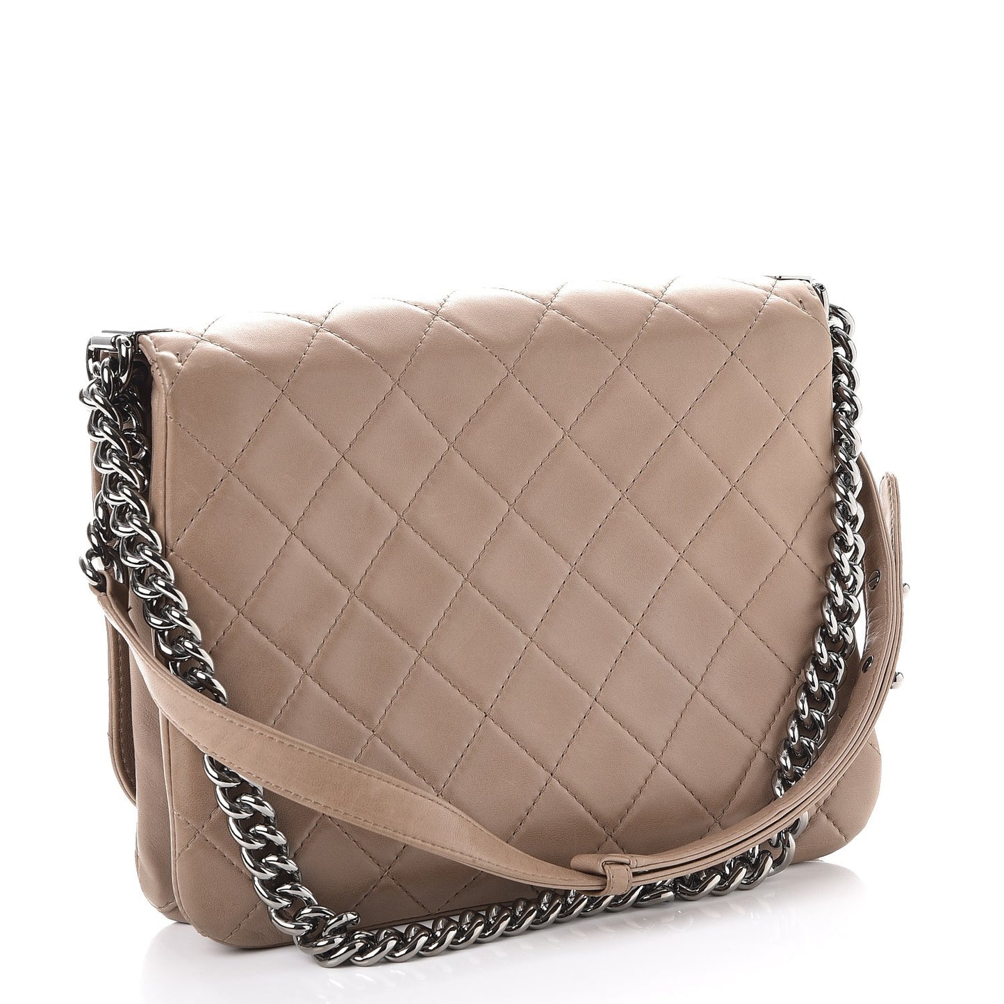 Lambskin Quilted Boy Messenger Beige