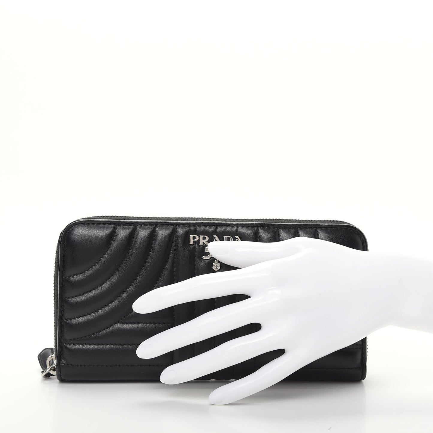 Soft Calfskin Diagramme Zip Around Wallet Black