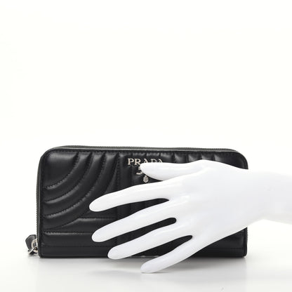 Prada Soft Calfskin Diagramme Zip Around Wallet Black 2 of 7