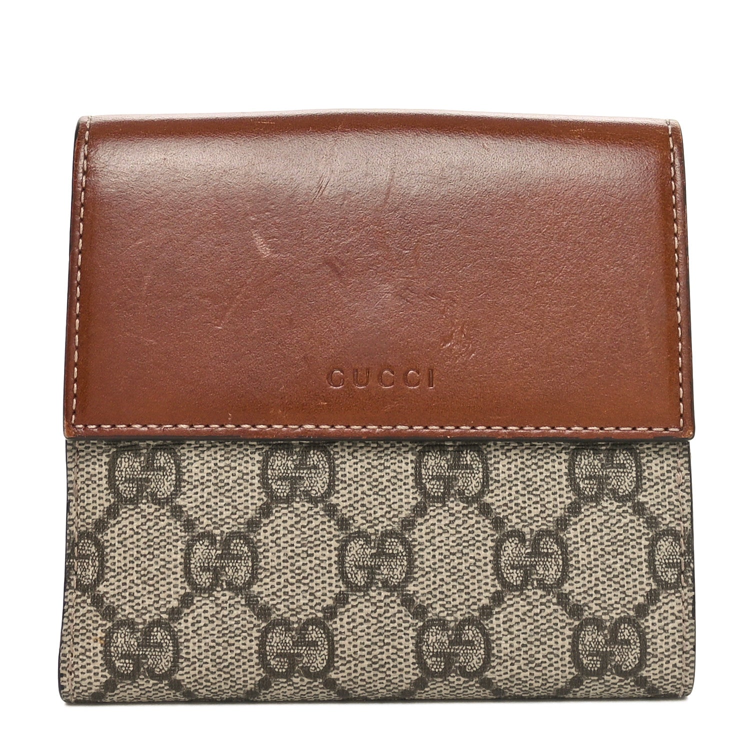 Gucci GG Supreme Monogram French Flap Wallet Brown 1 of 10