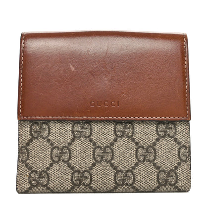 Gucci GG Supreme Monogram French Flap Wallet Brown 1 of 10