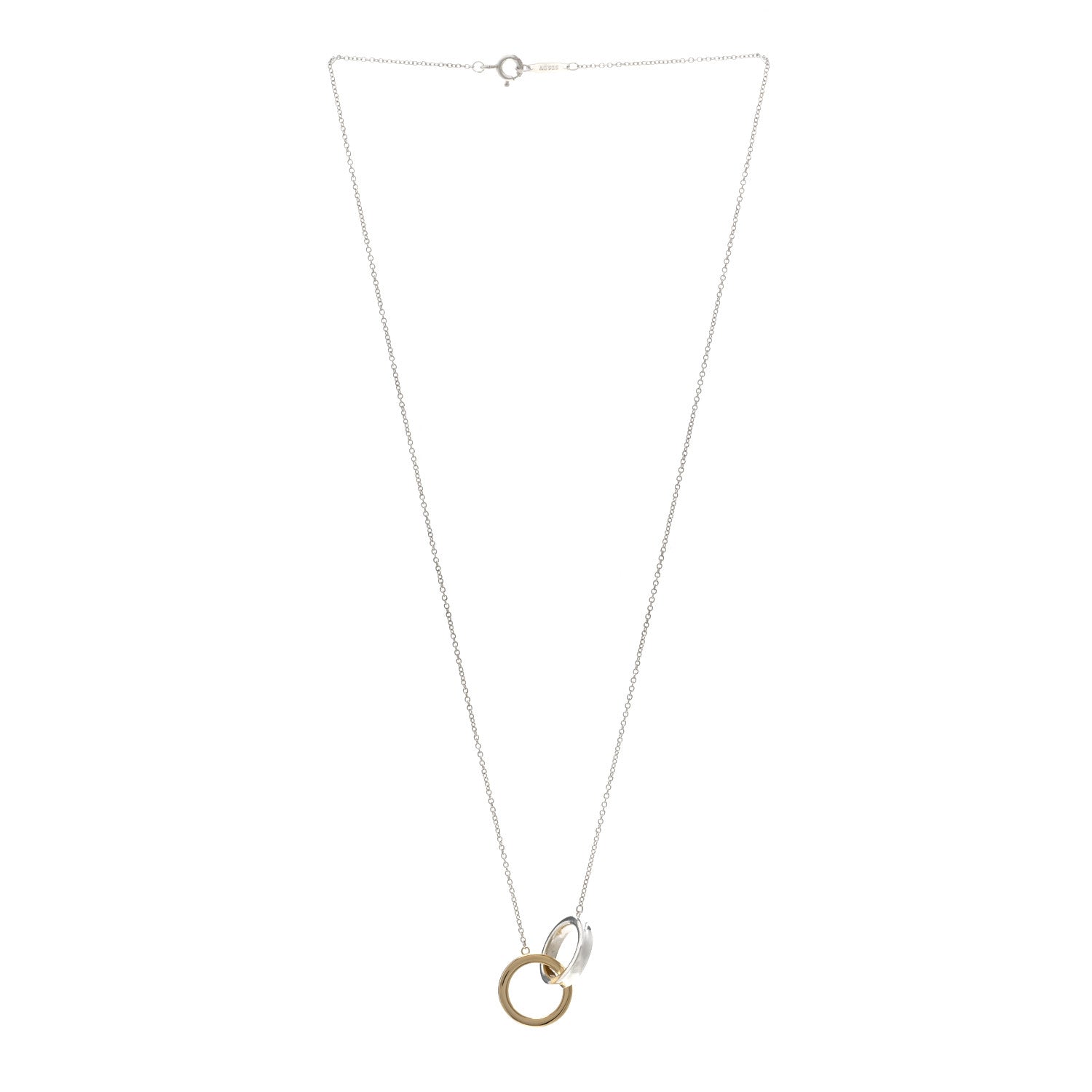 Tiffany Sterling Silver 18K Yellow Gold 1837 Interlocking Circles Pendant Necklace 3 of 5