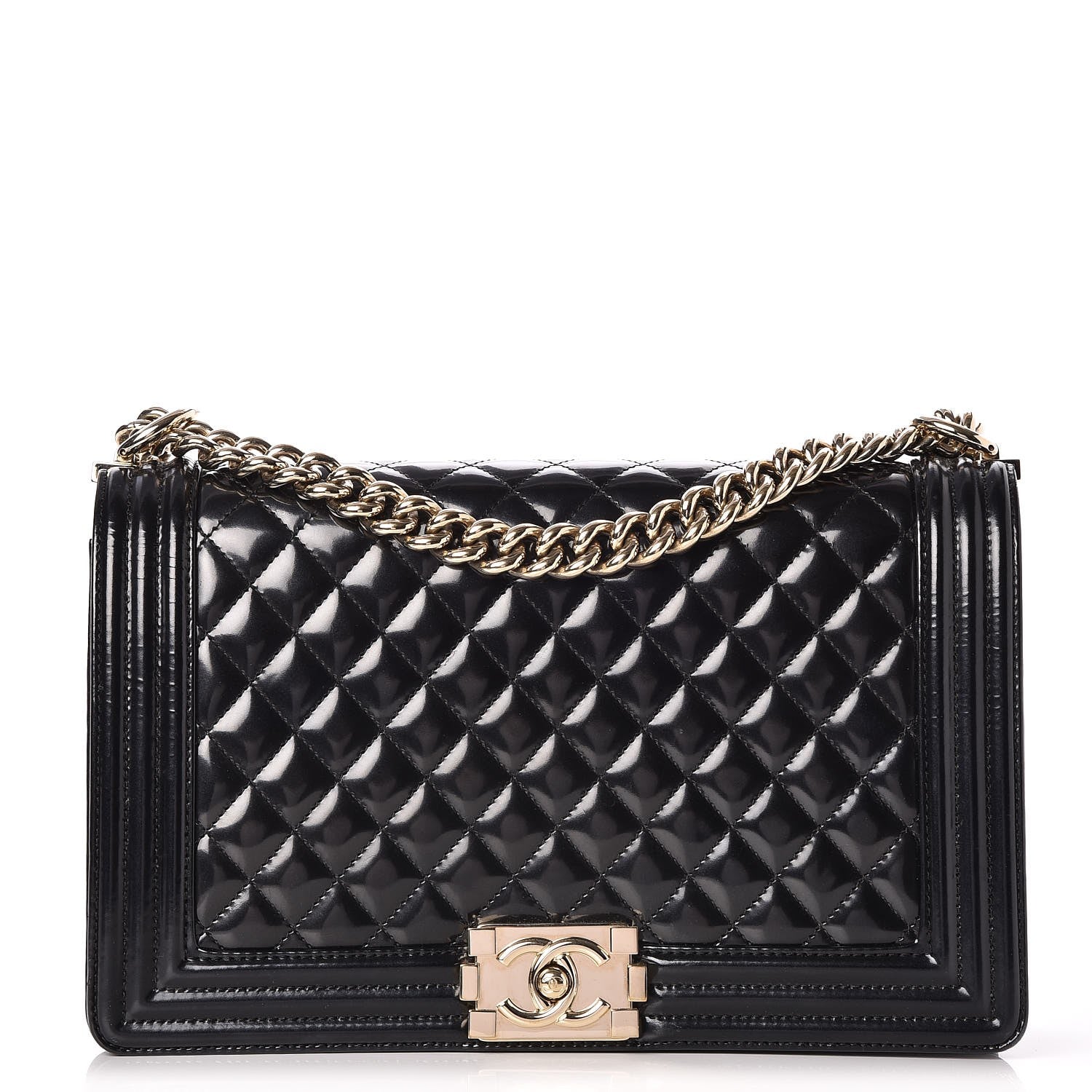 Chanel Patent Calfskin Quilted New Medium Boy Flap Black 1 of 7