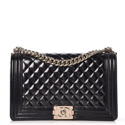 Chanel Patent Calfskin Quilted New Medium Boy Flap Black 1 of 7