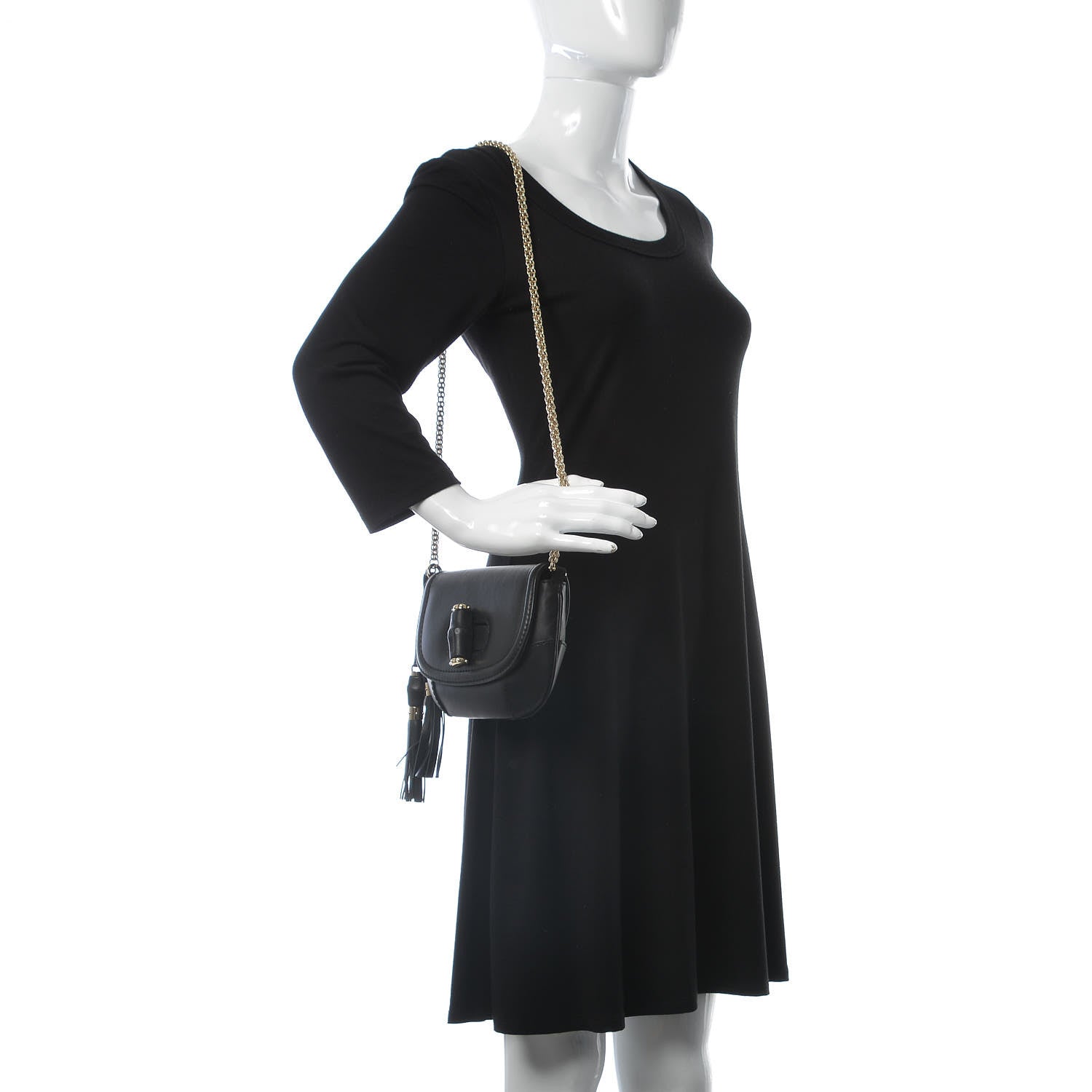 Gucci Calfskin Miss Bamboo Shoulder Bag Black 1 of 7