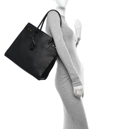 Saint Laurent Grained Calfskin Sac De Jour Souple North South Tote Black 2 of 12
