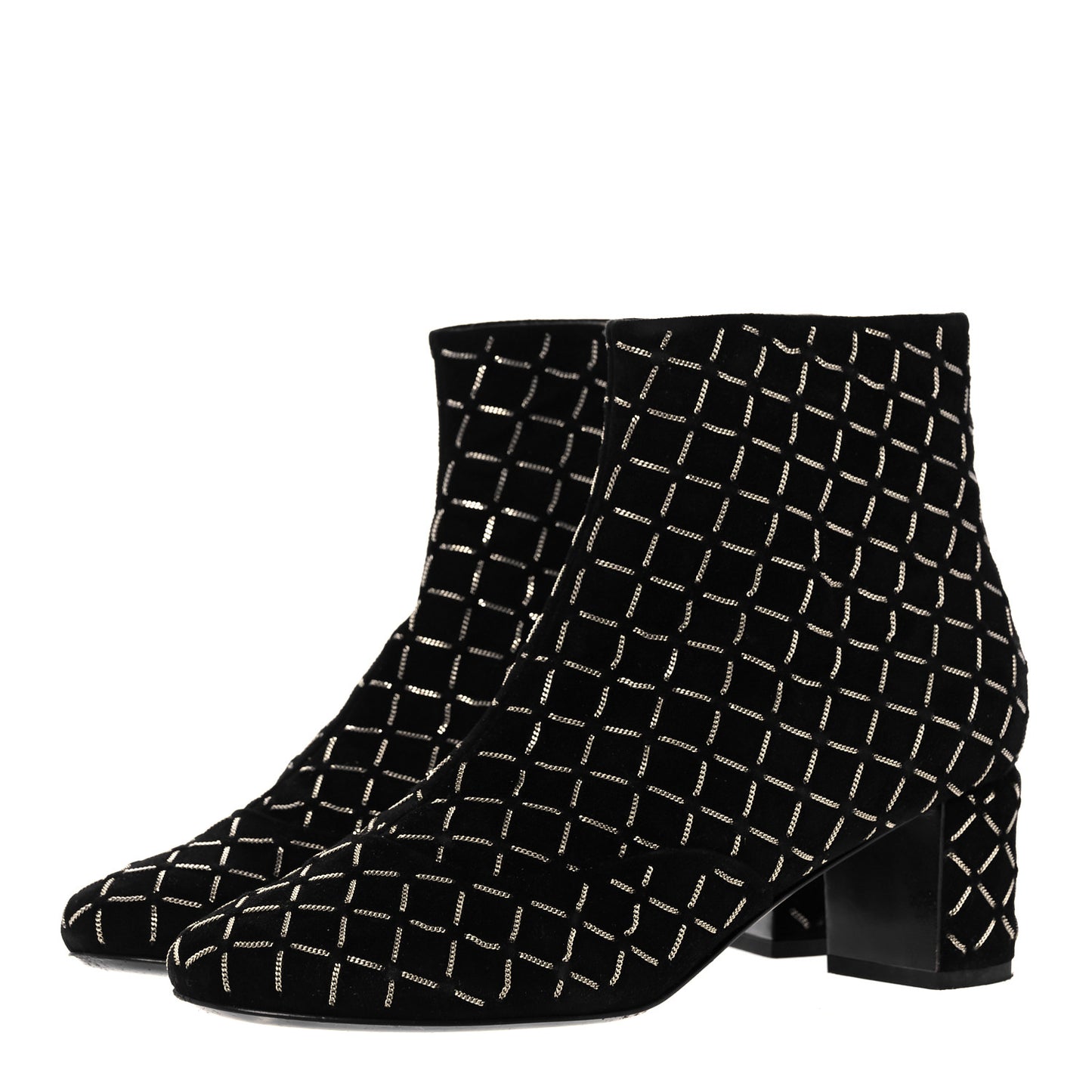 Kid Suede Chaine Short Boots 40.5 Black