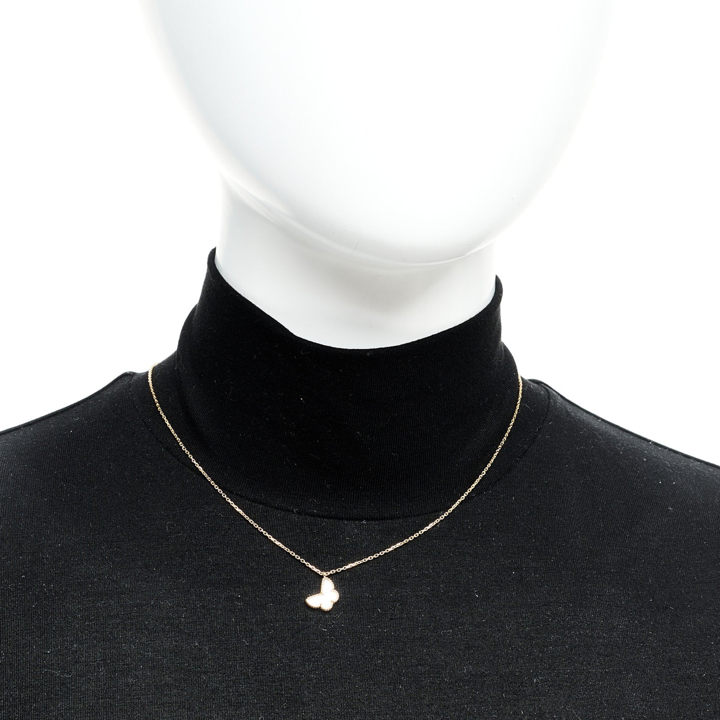 18K Yellow Gold Mother of Pearl Sweet Alhambra Butterfly Pendant Necklace