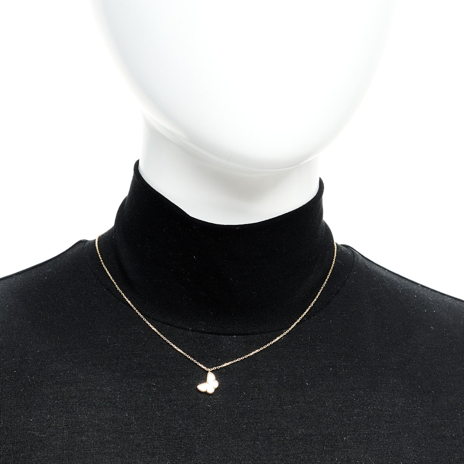 Van Cleef & Arpels 18K Yellow Gold Mother of Pearl Sweet Alhambra Butterfly Pendant Necklace 2 of 6