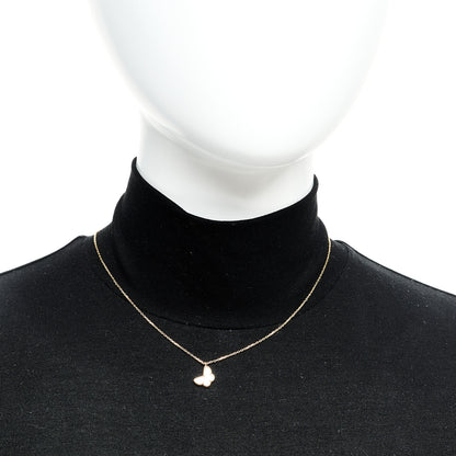 Van Cleef & Arpels 18K Yellow Gold Mother of Pearl Sweet Alhambra Butterfly Pendant Necklace 2 of 6