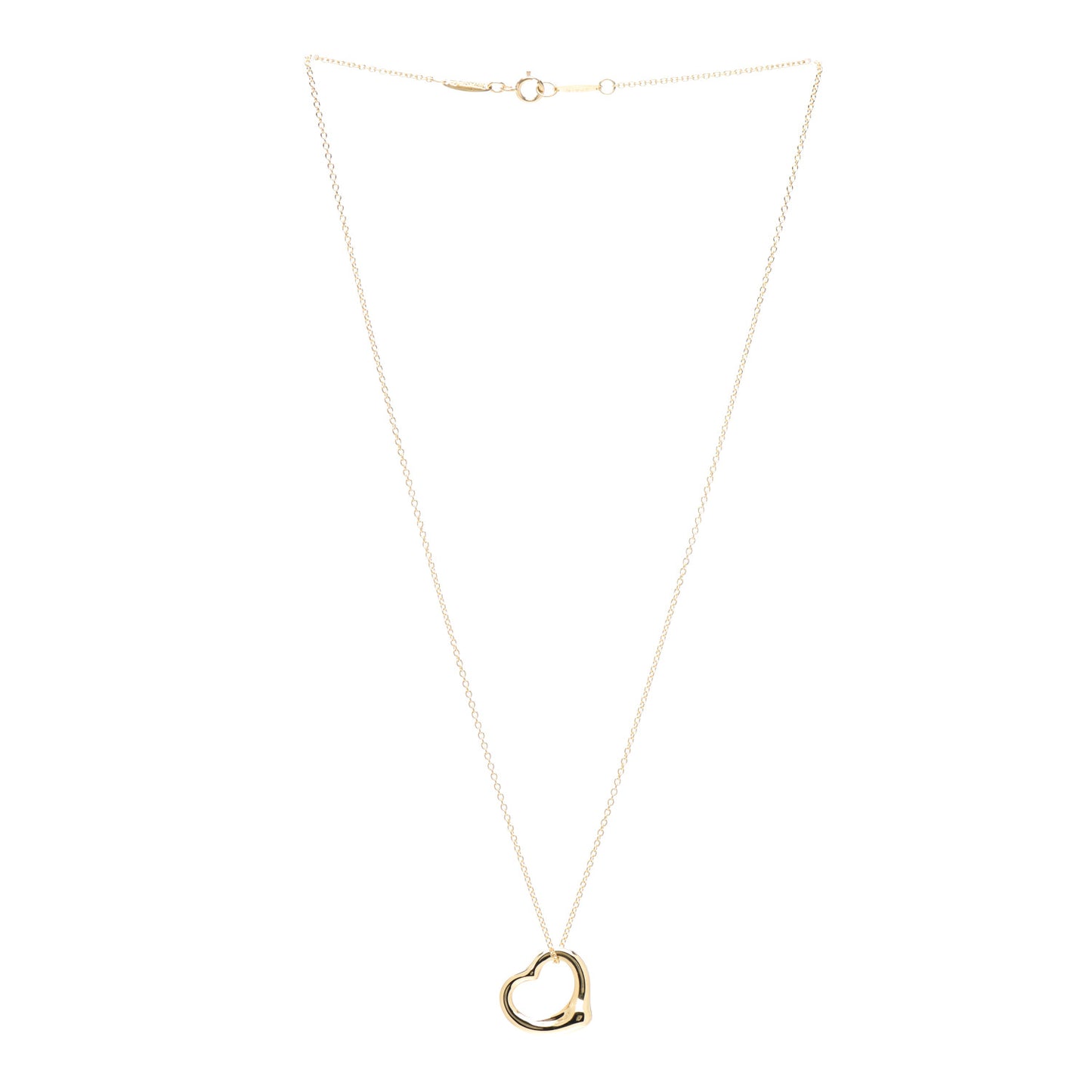 18K Yellow Gold 16mm Elsa Peretti Open Heart Pendant Necklace