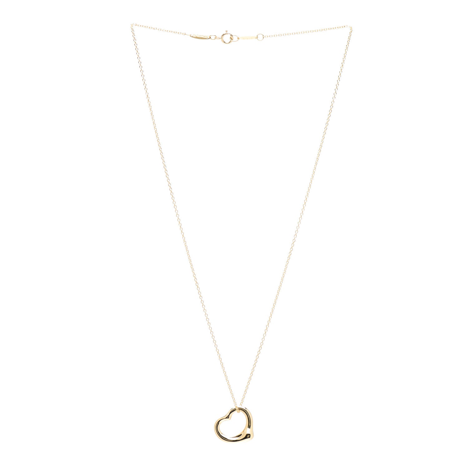Tiffany 18K Yellow Gold 16mm Elsa Peretti Open Heart Pendant Necklace 3 of 4