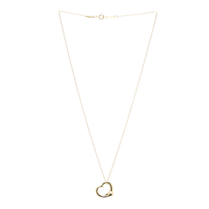 Tiffany 18K Yellow Gold 16mm Elsa Peretti Open Heart Pendant Necklace 3 of 4