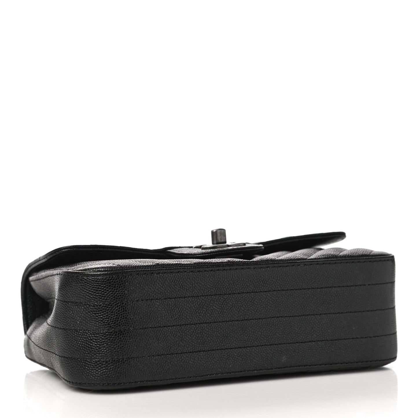 Caviar Chevron Quilted Mini Rectangular Flap Black